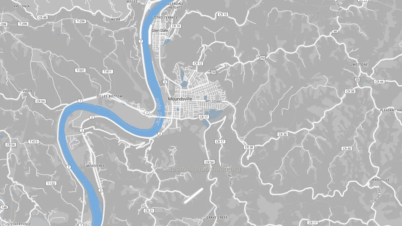 Transit Grade map of Moundsville, WV