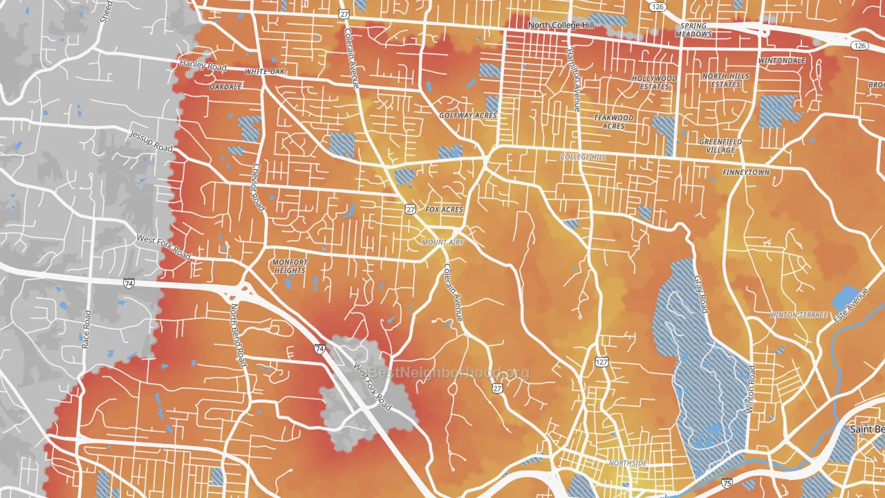 Transit Grade map of Mount Airy, Cincinnati, OH