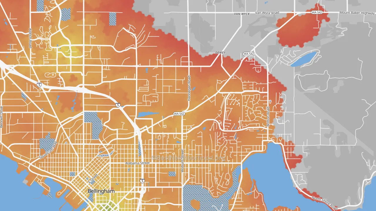 Transit Grade map of Mount Baker, Bellingham, WA