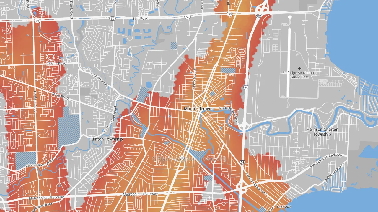 Transit Grade map of Mount Clemens, MI