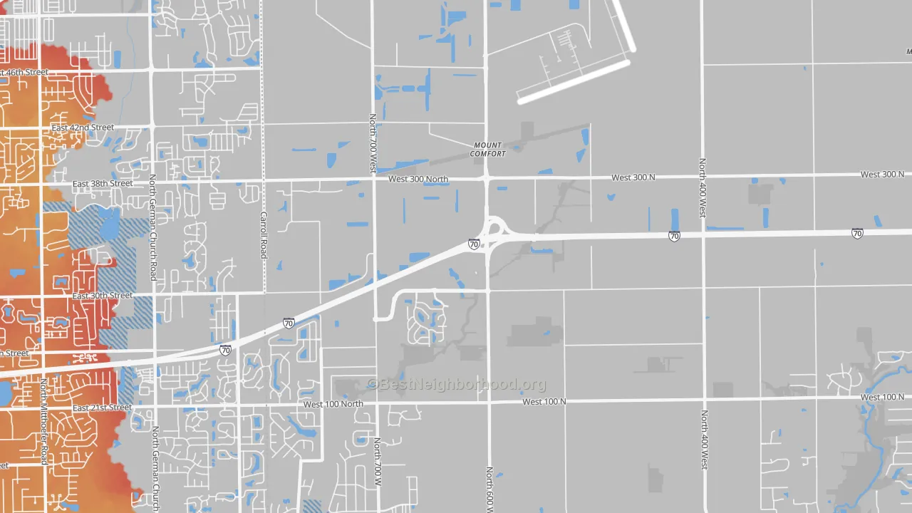 Transit Grade map of Mount Comfort, IN