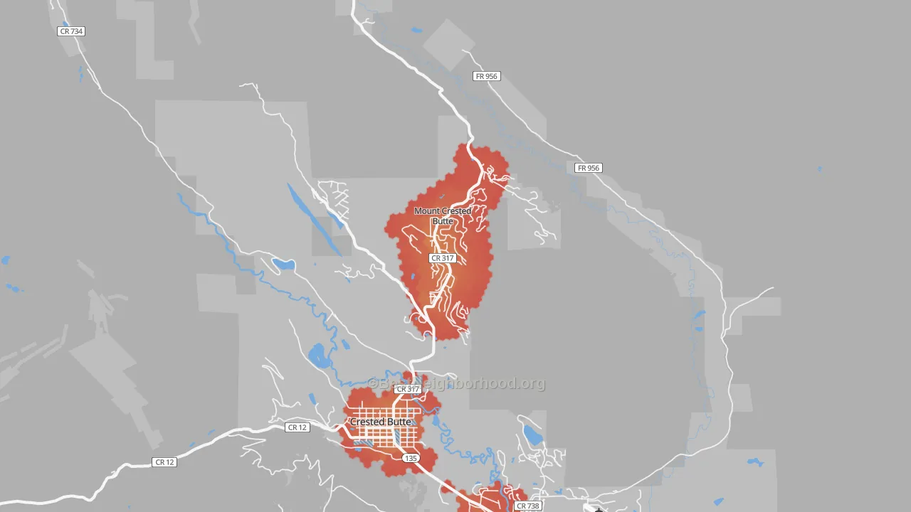 Transit Grade map of Mount Crested Butte, CO