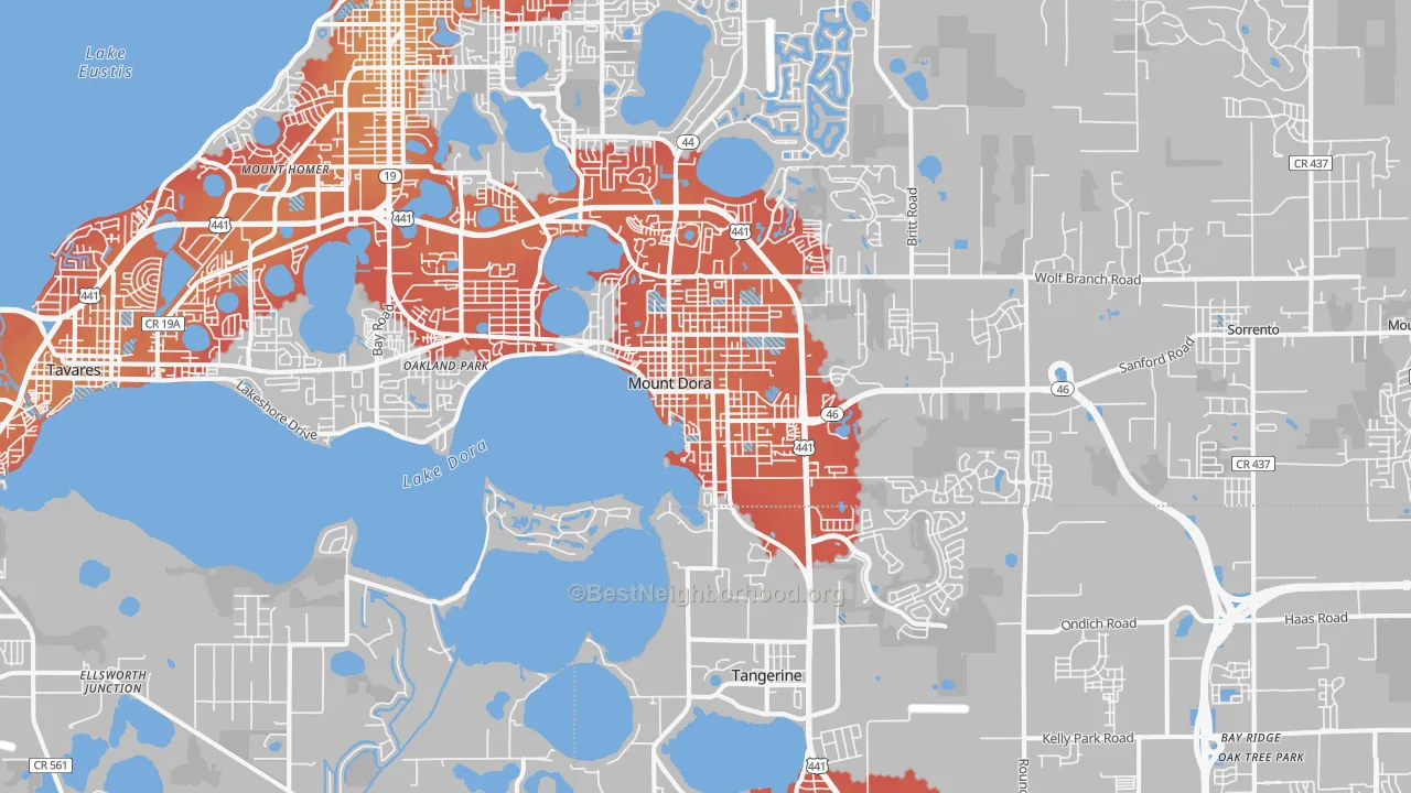 Transit Grade map of Mount Dora, FL