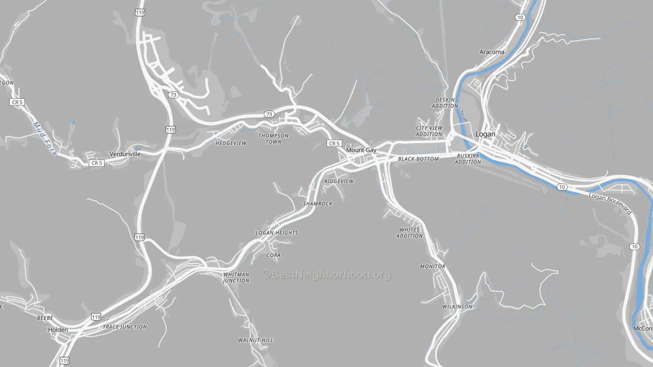 Transit Grade map of Mount Gay-Shamrock, WV