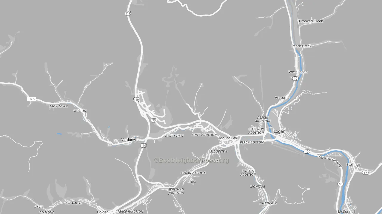 Transit Grade map of Mount Gay, WV