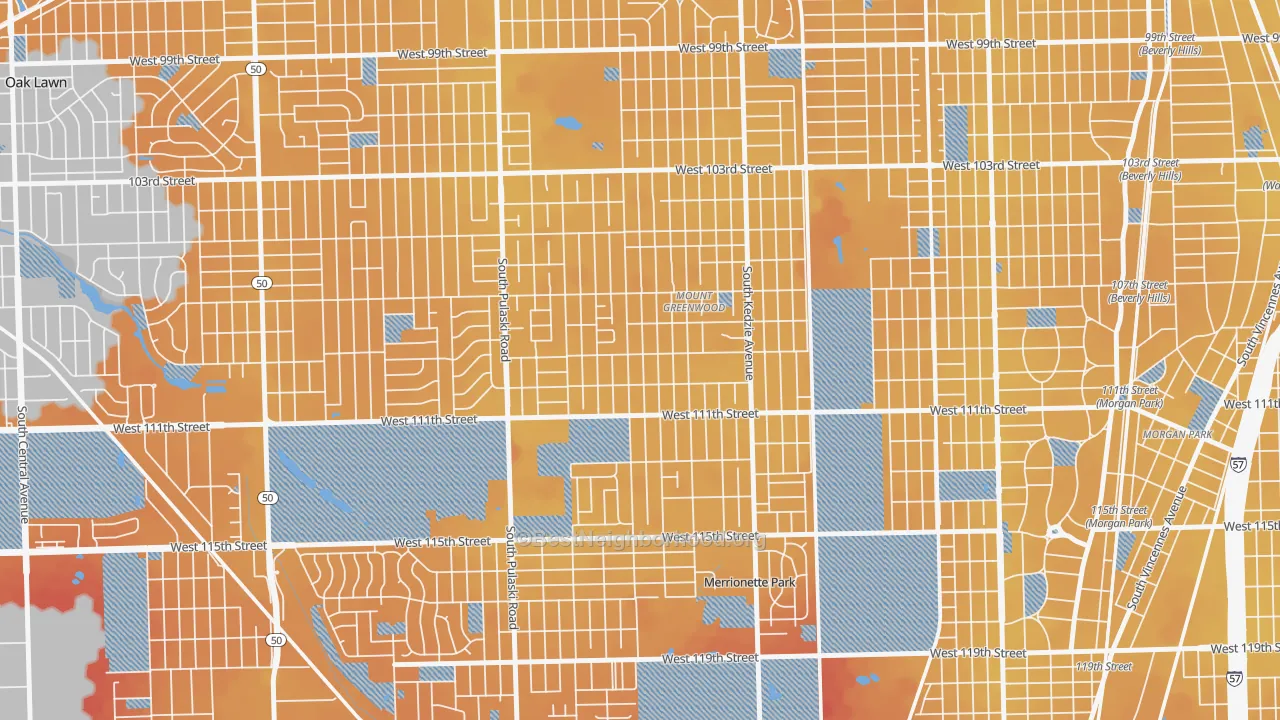 Transit Grade map of Mount Greenwood, Chicago, IL
