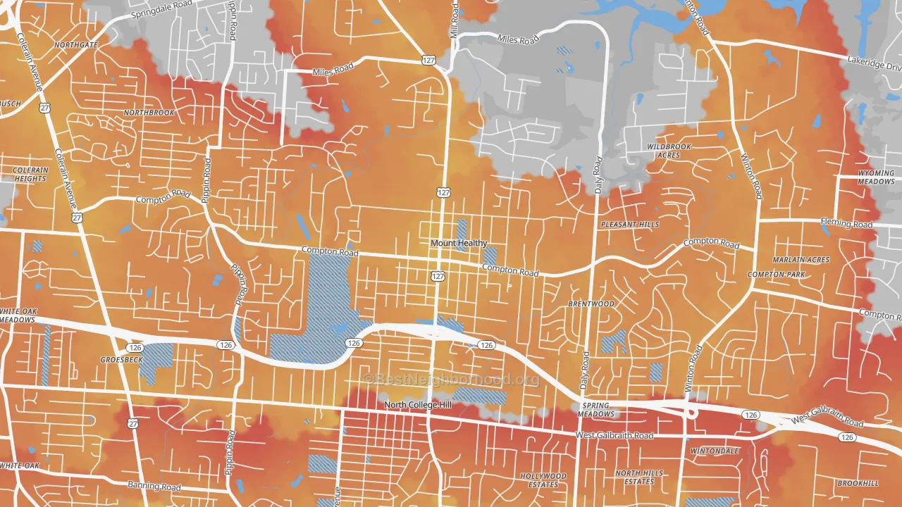 Transit Grade map of Mount Healthy, OH