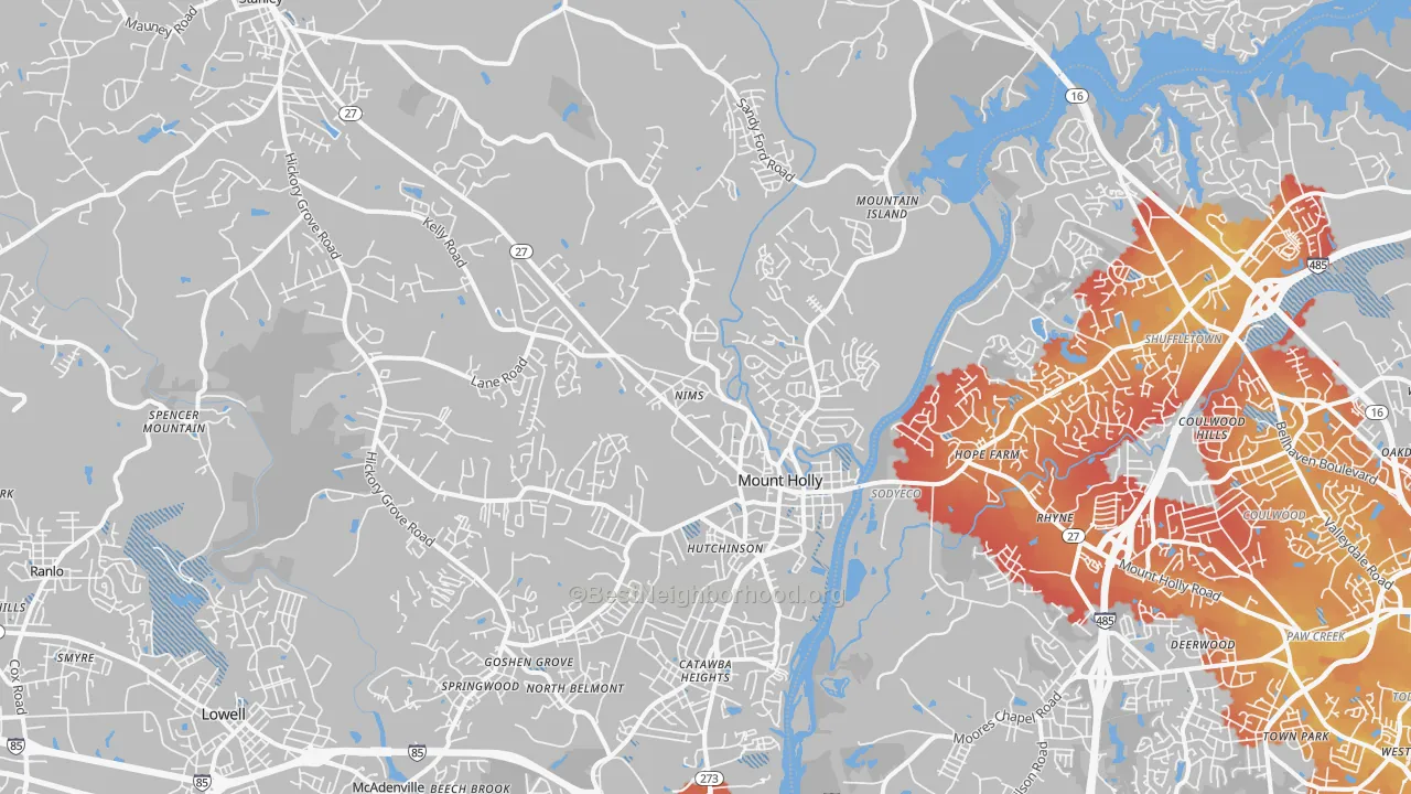 Transit Grade map of Mount Holly, NC
