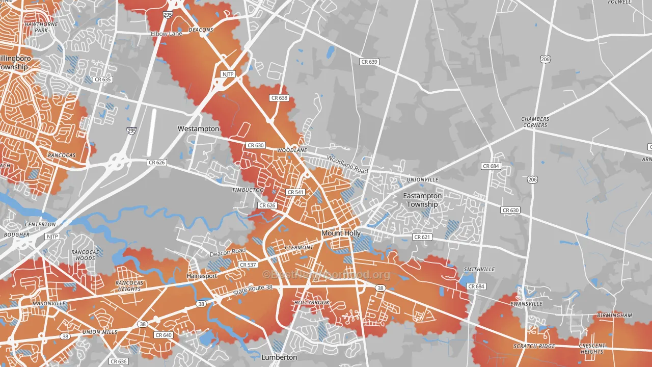 Transit Grade map of Mount Holly, NJ