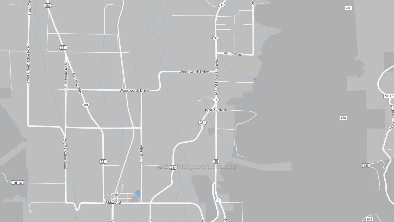 Transit Grade map of Mount Hood, OR