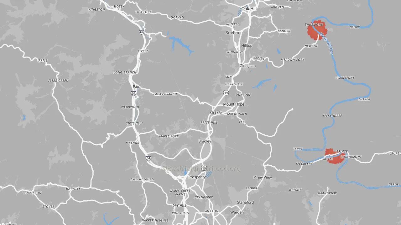 Transit Grade map of Mount Hope, WV