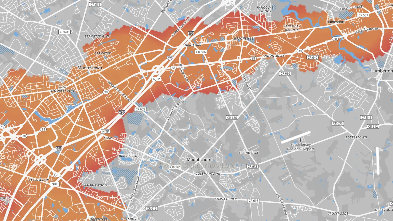 Transit Grade map of Mount Laurel, NJ