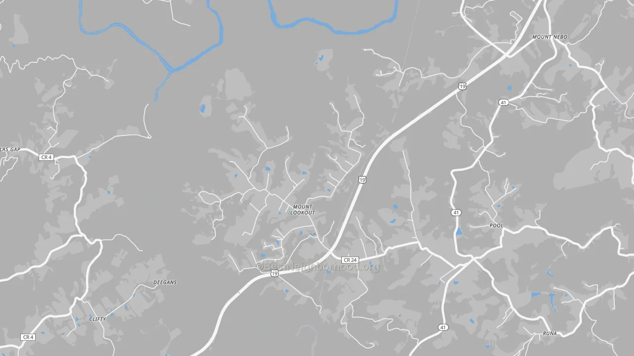 Transit Grade map of Mount Lookout, WV
