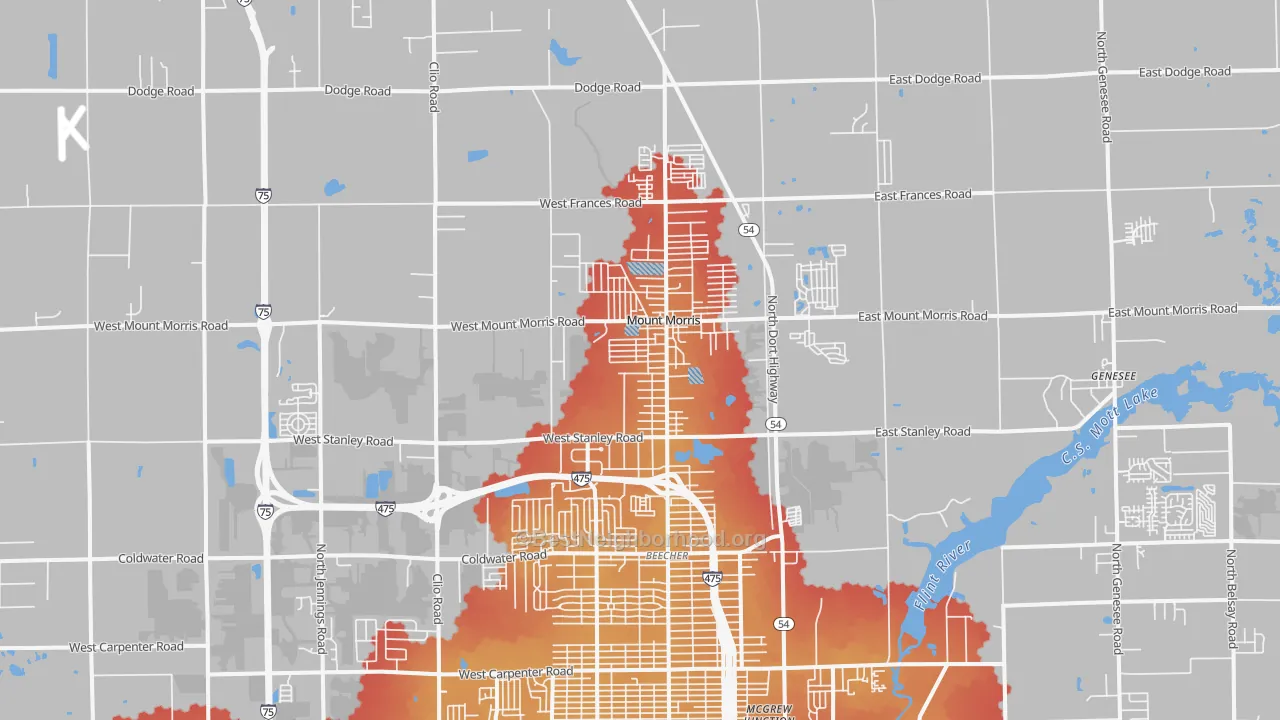Transit Grade map of Mount Morris, MI