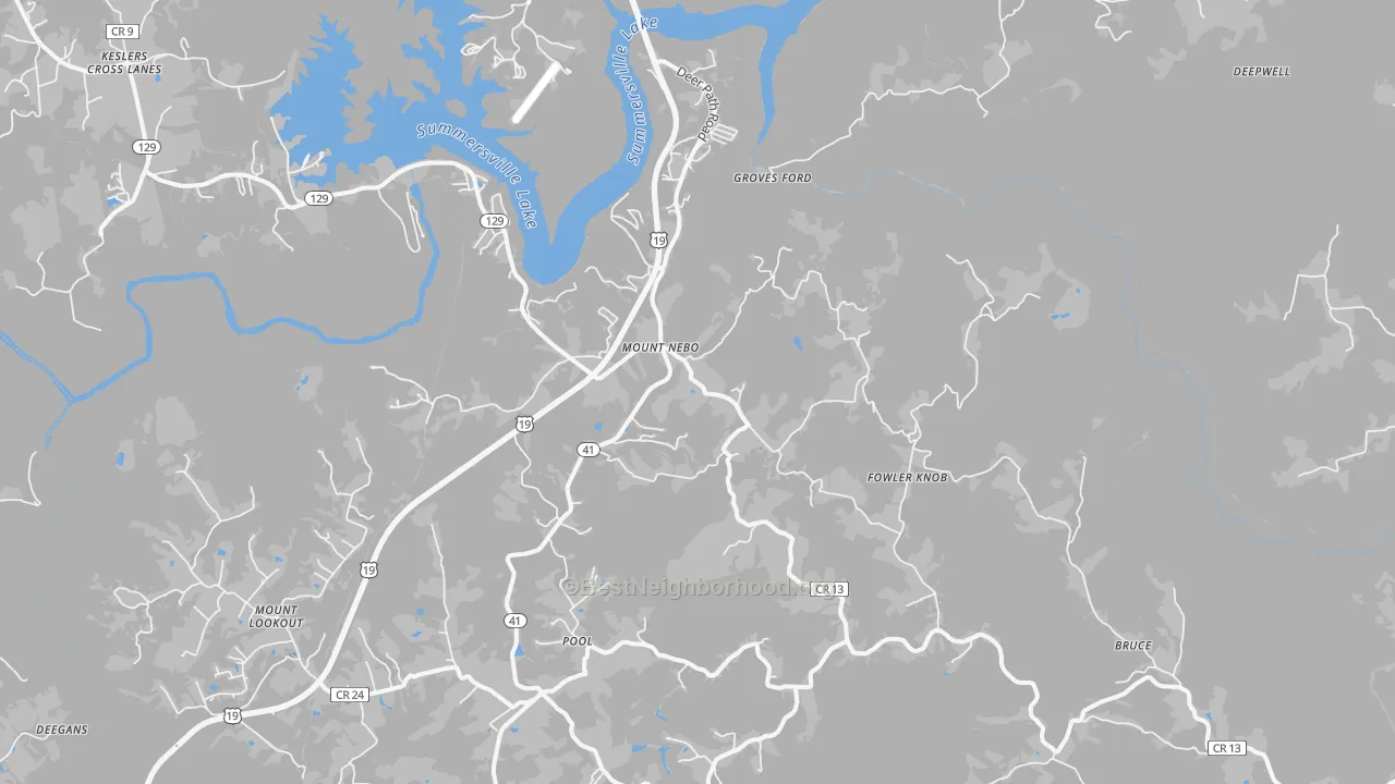 Transit Grade map of Mount Nebo, WV