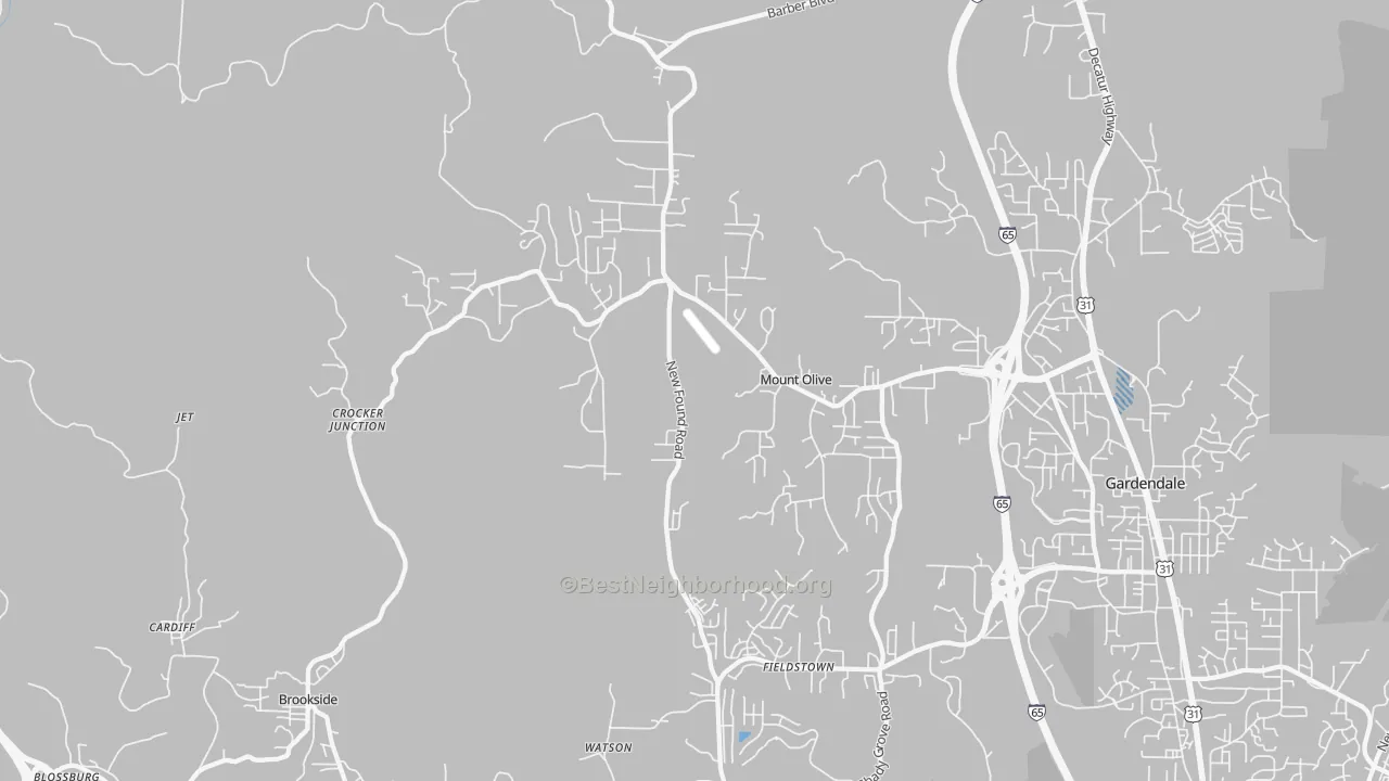 Transit Grade map of Mount Olive, AL