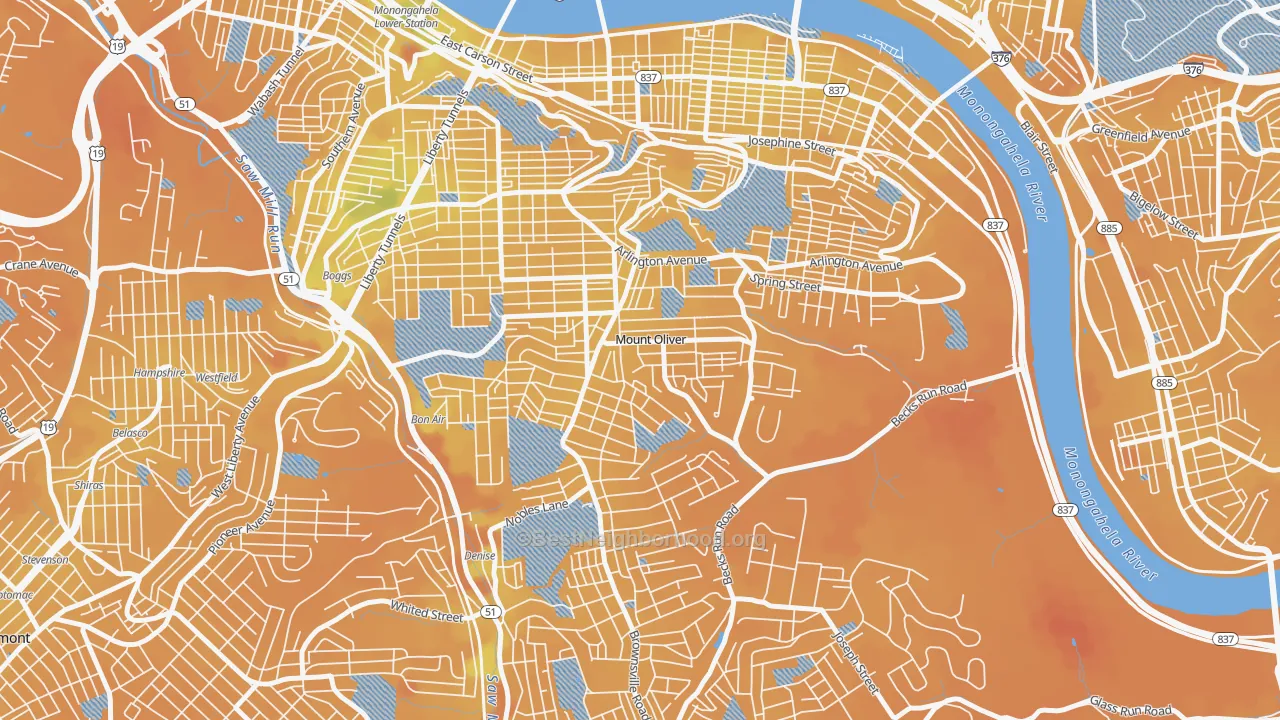 Transit Grade map of Mount Oliver, PA