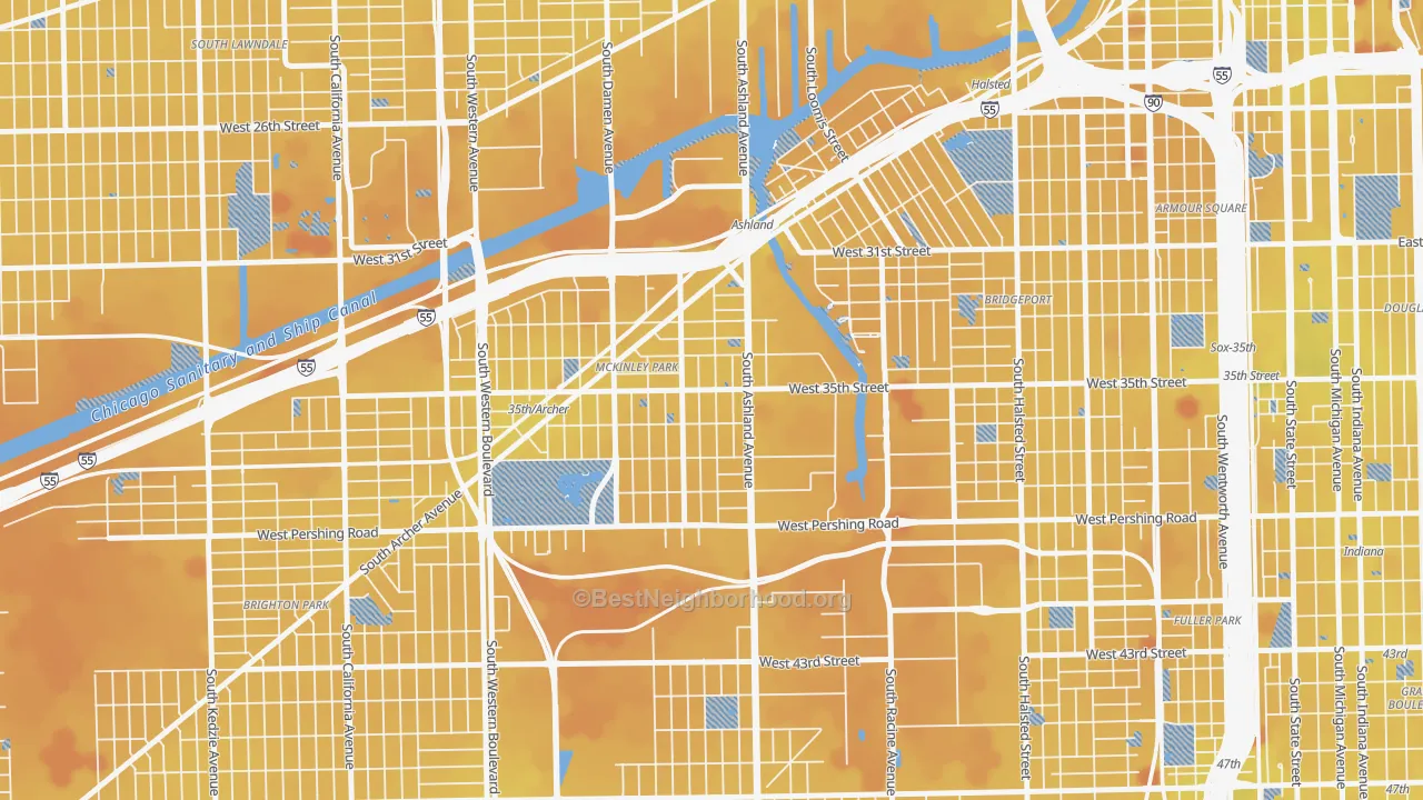 Transit Grade map of Mount Pleasant, Chicago, IL