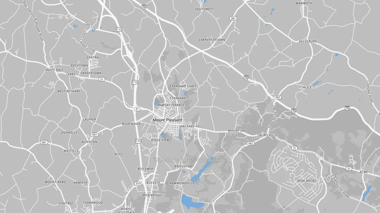 Transit Grade map of Mount Pleasant, PA