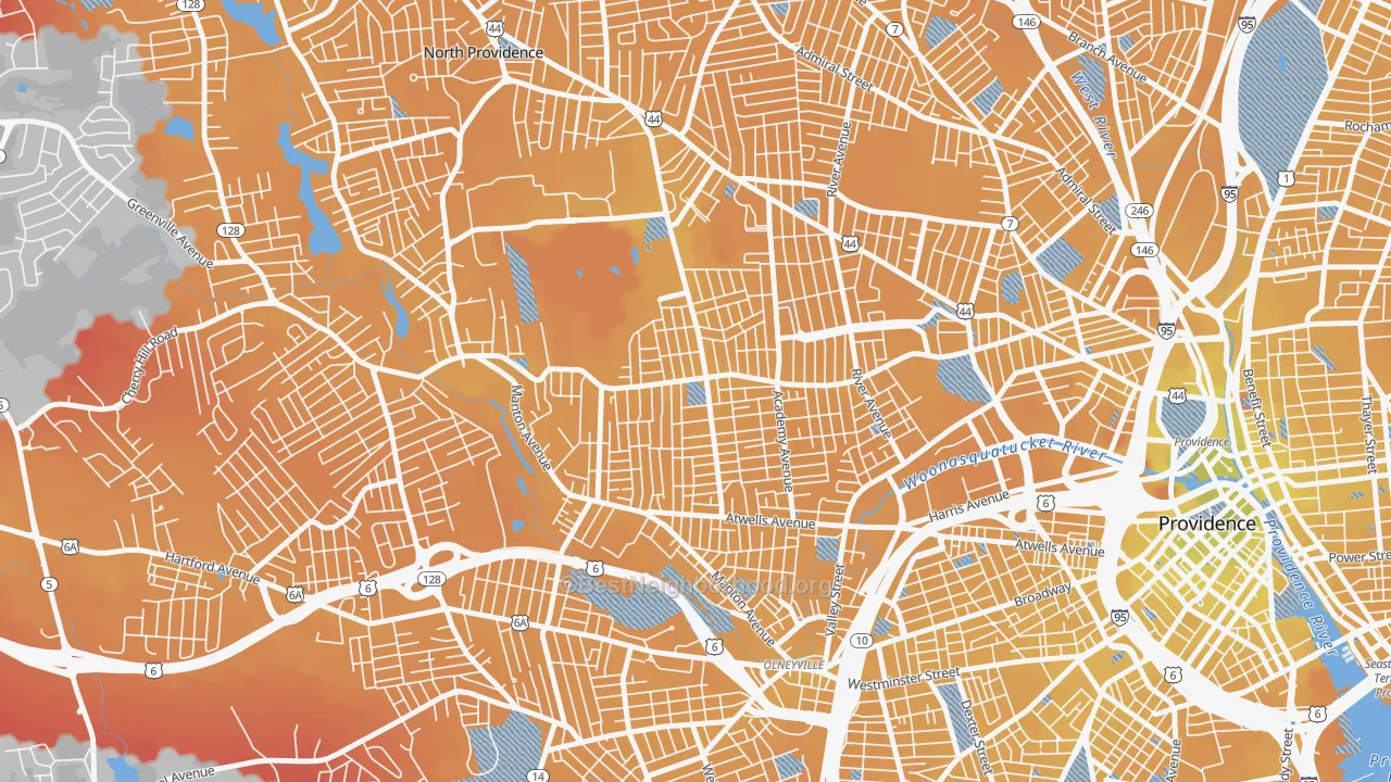 Transit Grade map of Mount Pleasant, Providence, RI