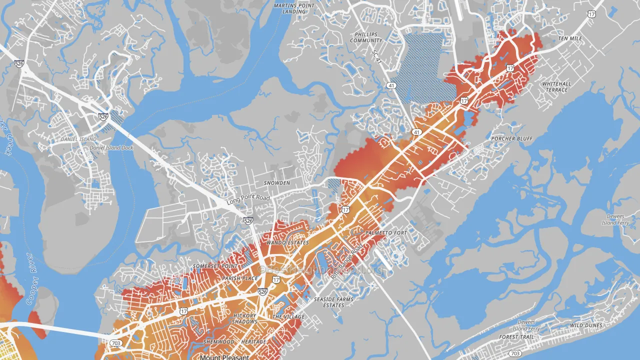 Transit Grade map of Mount Pleasant, SC