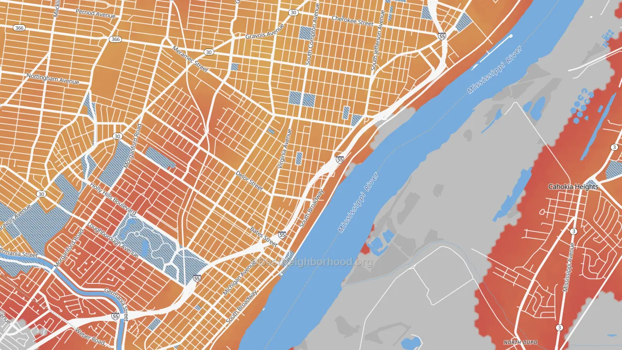 Transit Grade map of Mount Pleasant, St. Louis, MO