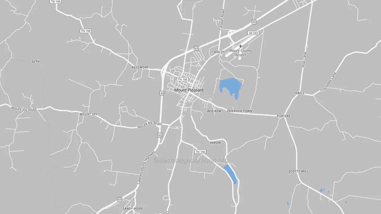 Transit Grade map of Mount Pleasant, TN
