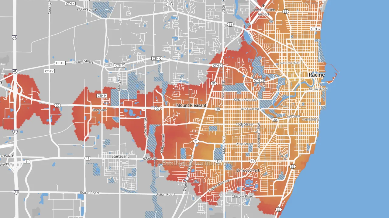 Transit Grade map of Mount Pleasant, WI