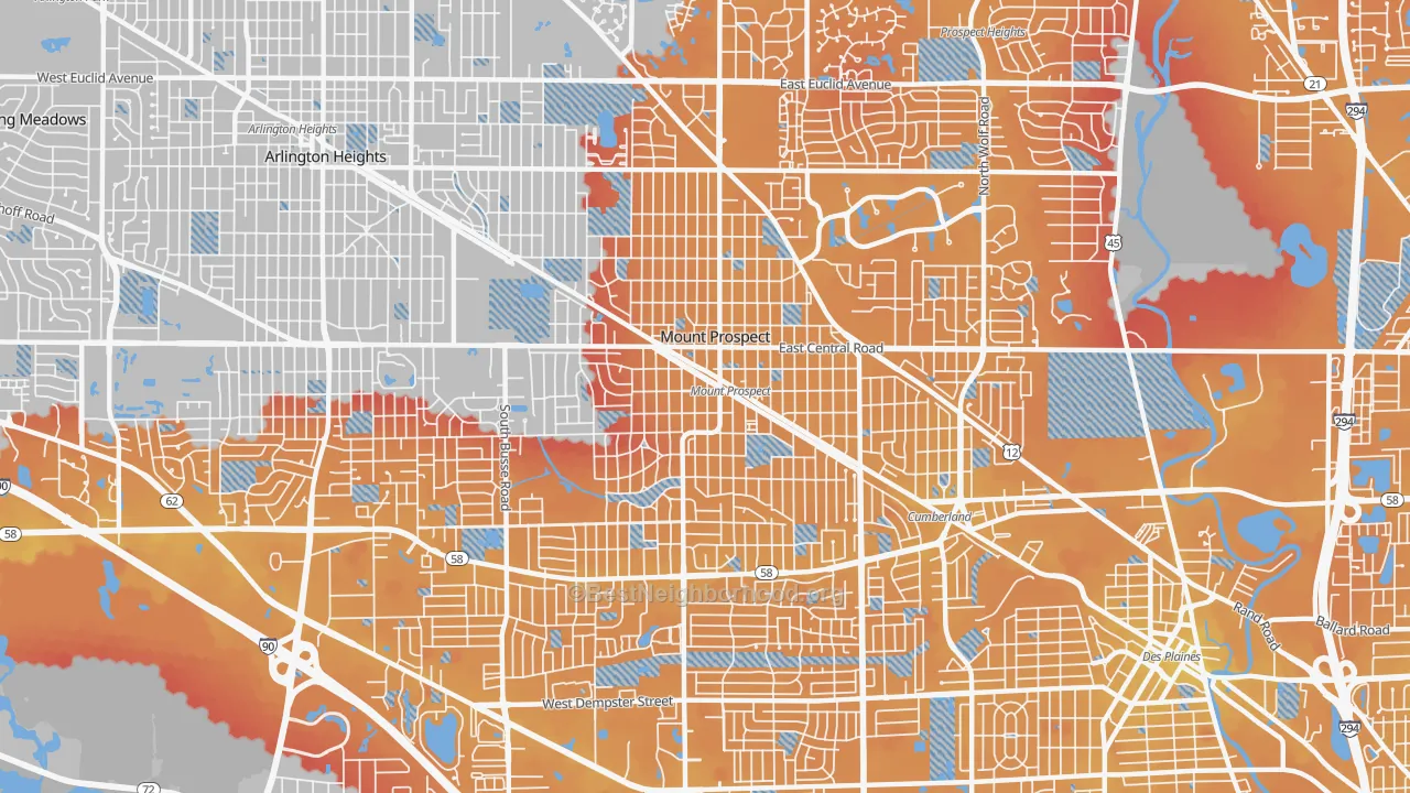 Transit Grade map of Mount Prospect, IL