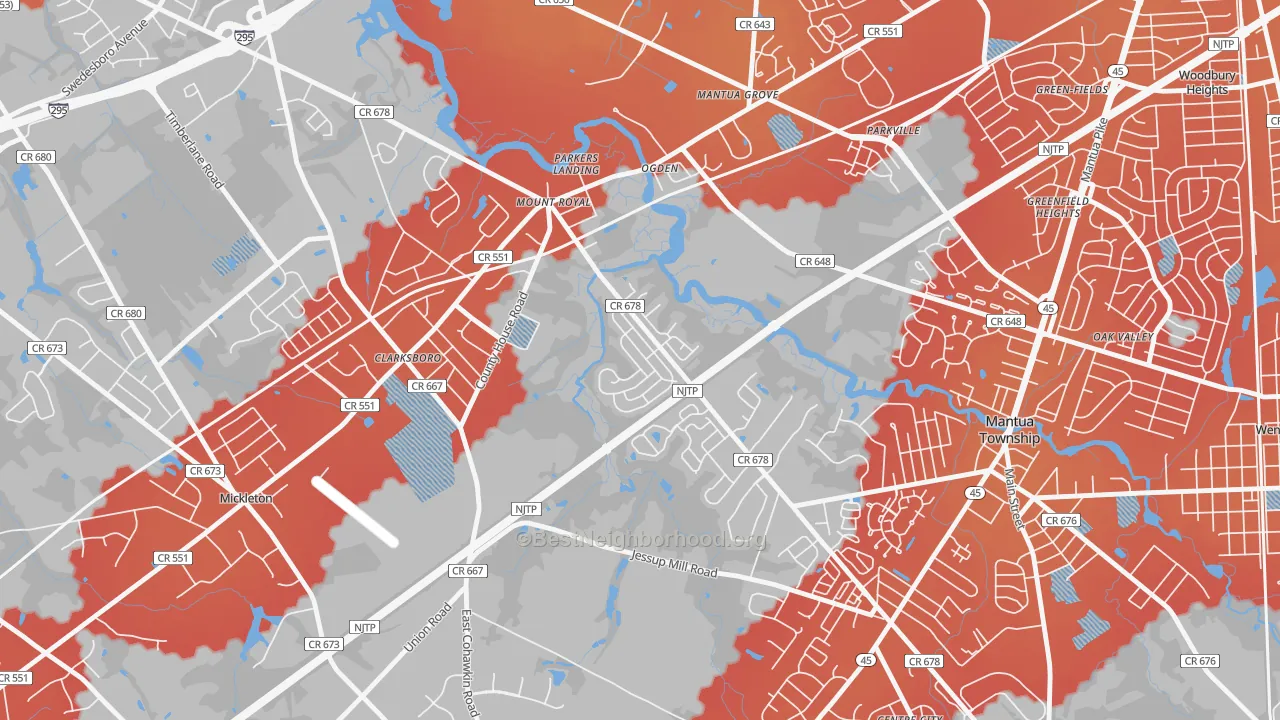 Transit Grade map of Mount Royal, NJ