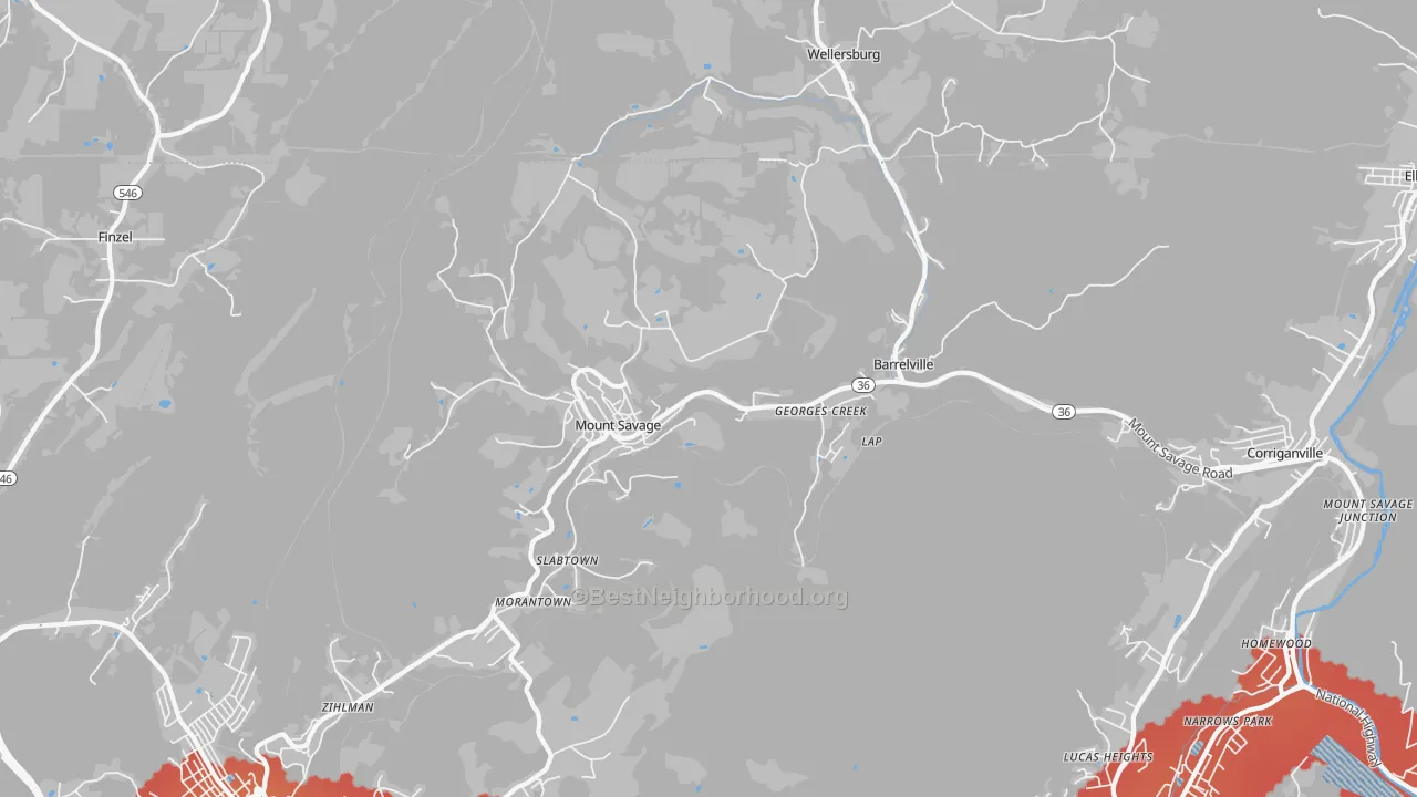Transit Grade map of Mount Savage, MD