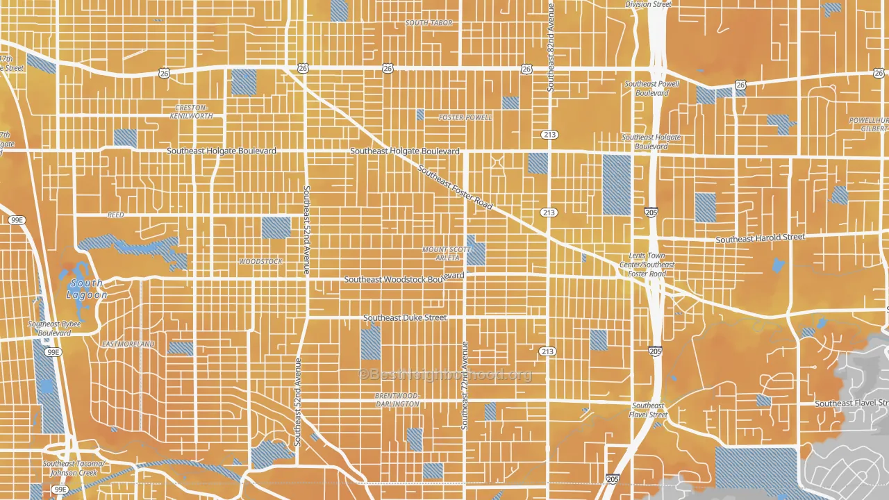 Transit Grade map of Mount Scott, Portland, OR