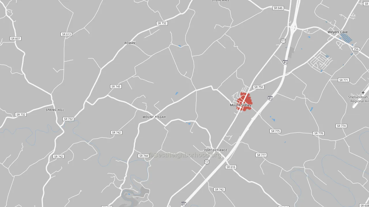 Transit Grade map of Mount Sidney, VA