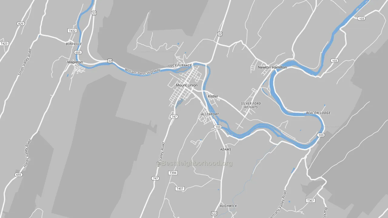 Transit Grade map of Mount Union, PA