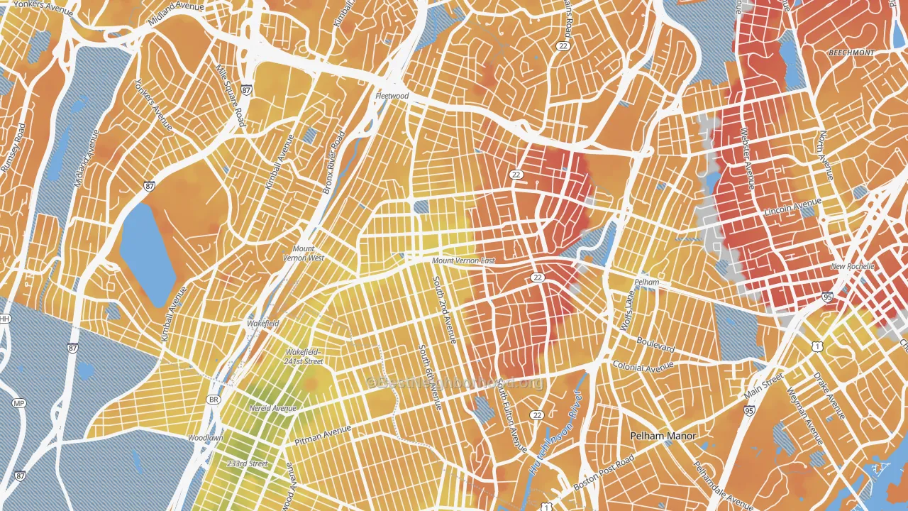 Transit Grade map of Mount Vernon, NY