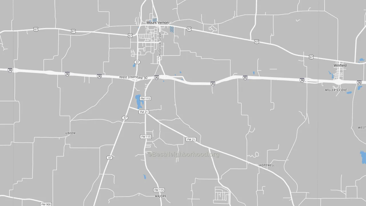 Transit Grade map of Mount Vernon, TX