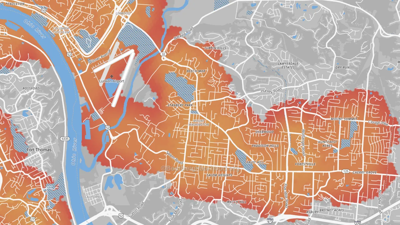 Transit Grade map of Mount Washington, Cincinnati, OH