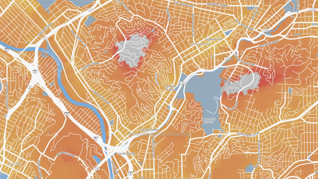 Transit Grade map of Mount Washington, Los Angeles, CA