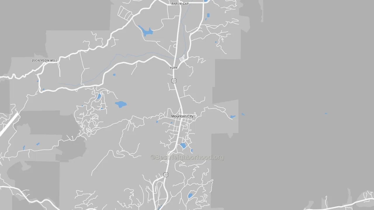 Transit Grade map of Mountain City, GA