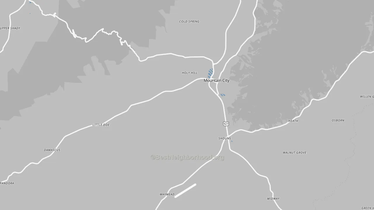 Transit Grade map of Mountain City, TN