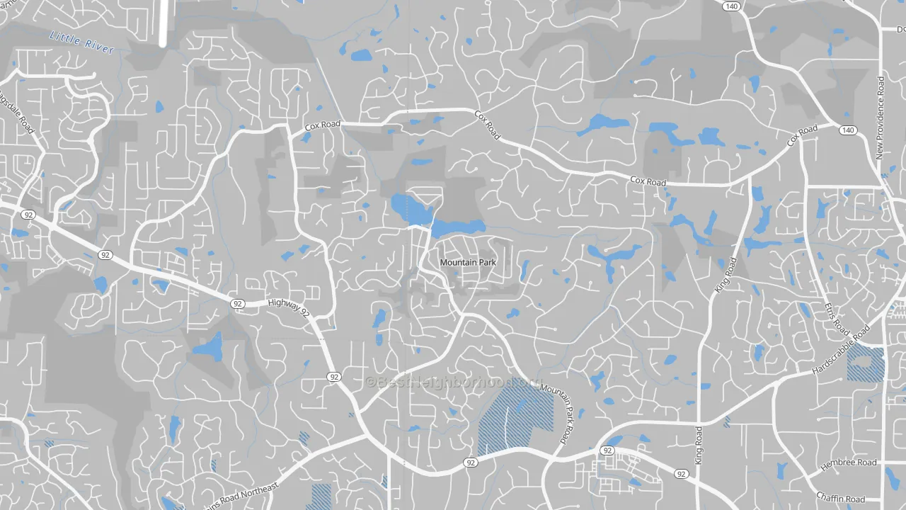Transit Grade map of Mountain Park, GA