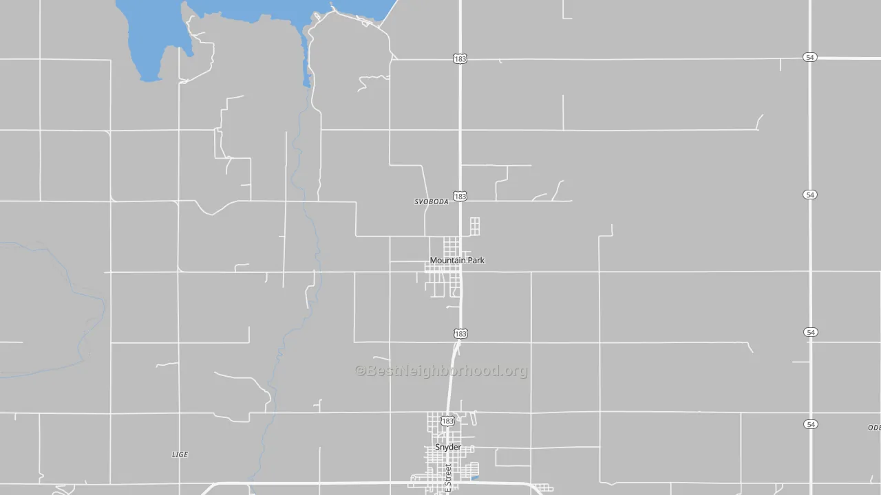 Transit Grade map of Mountain Park, OK