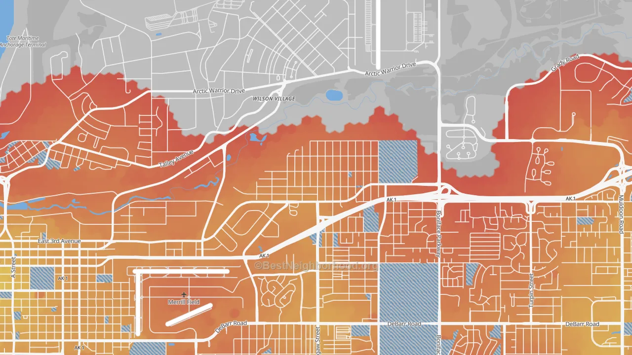 Transit Grade map of Mountain View, Anchorage, AK