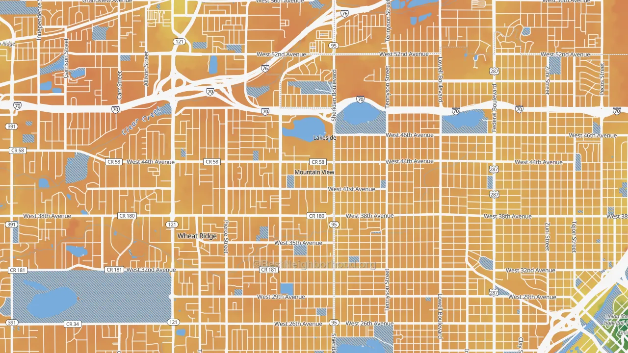 Transit Grade map of Mountain View, CO