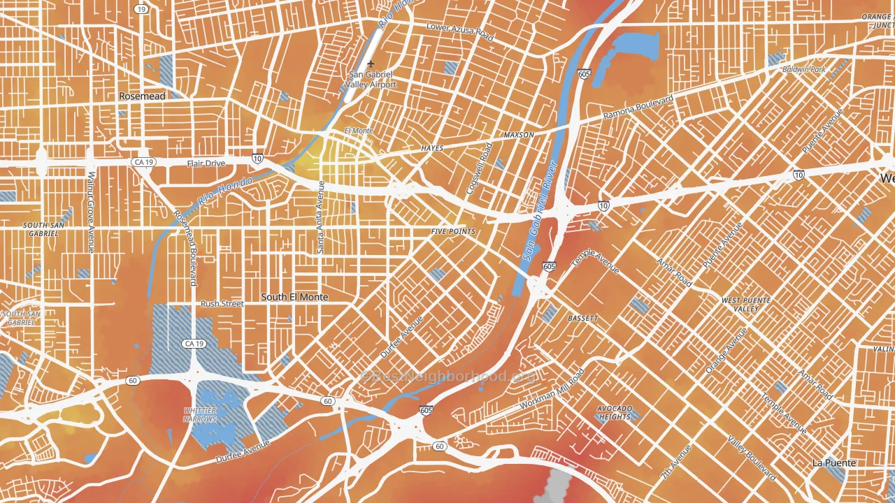 Transit Grade map of Mountain View, El Monte, CA