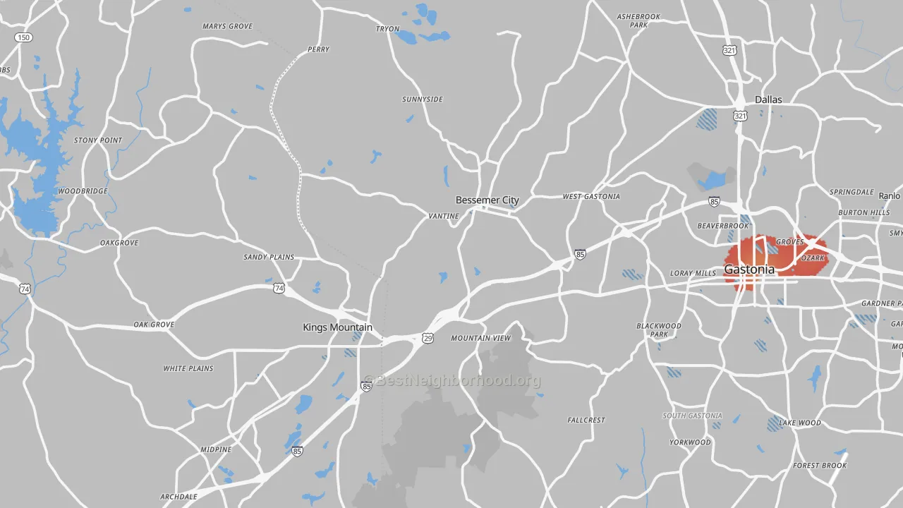 Transit Grade map of Mountain View, NC