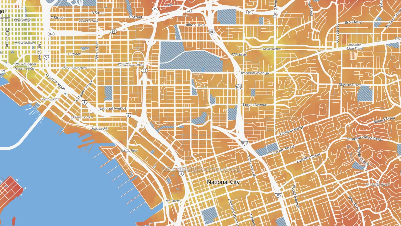 Transit Grade map of Mountain View San Diego, San Diego, CA