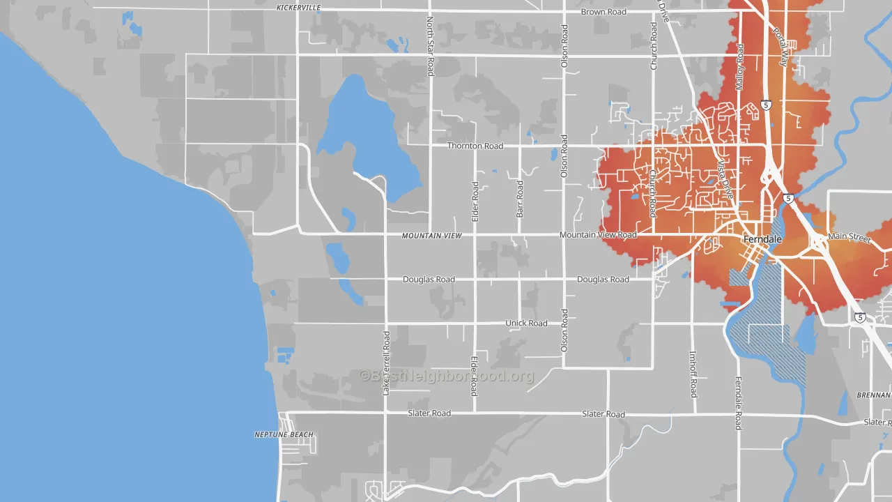 Transit Grade map of Mountain View, WA