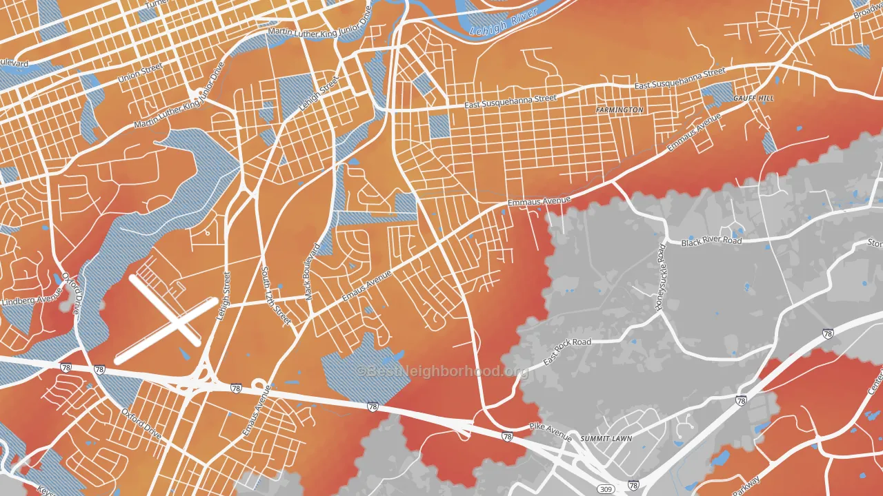 Transit Grade map of Mountainville, Allentown, PA
