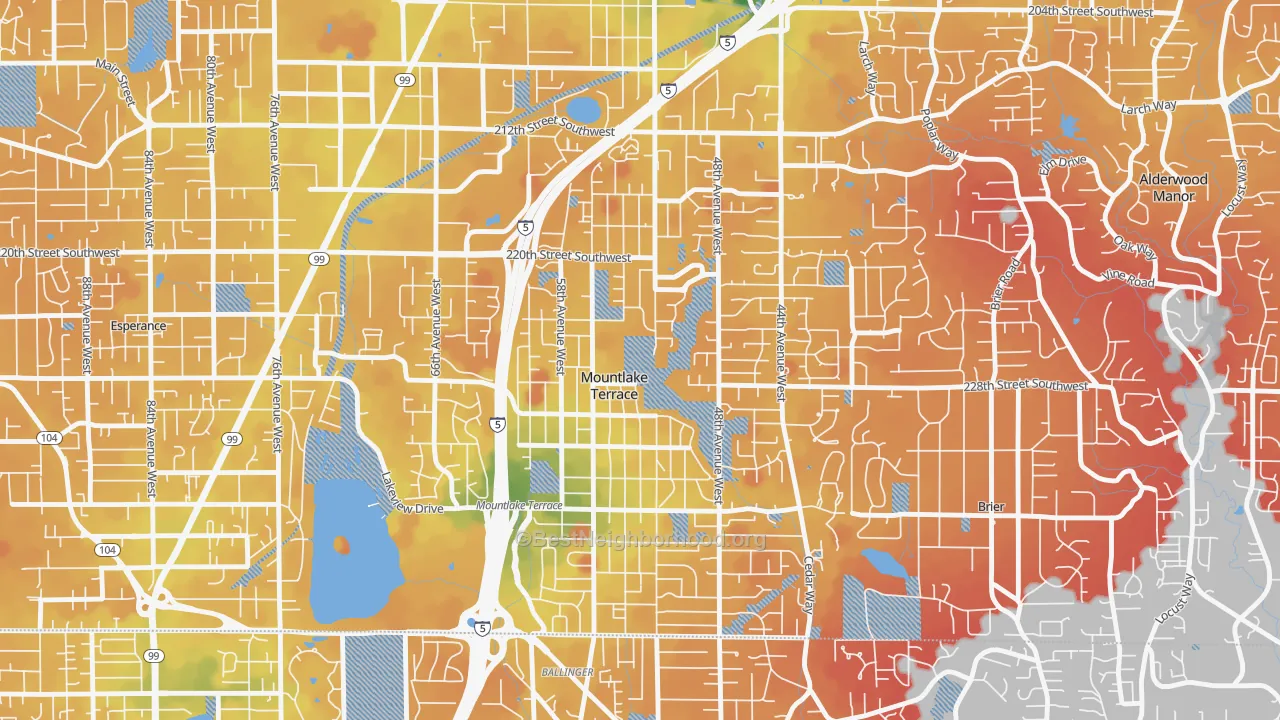 Transit Grade map of Mountlake Terrace, WA